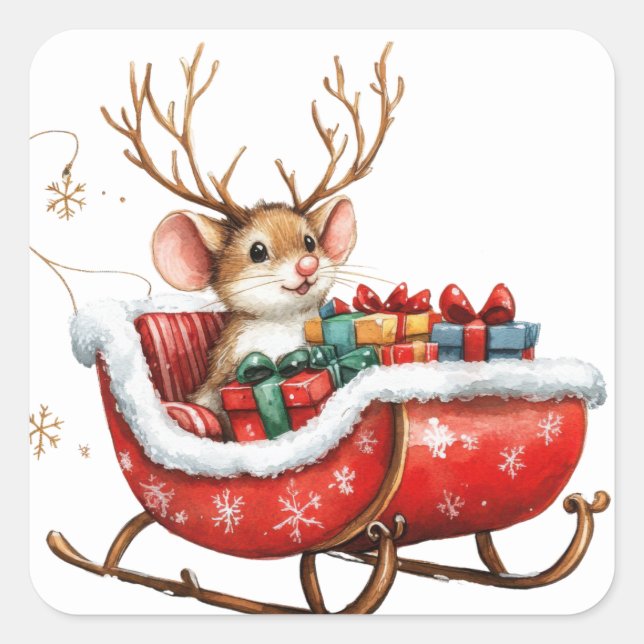 Cute Christmas Mouse Stickers (Front)
