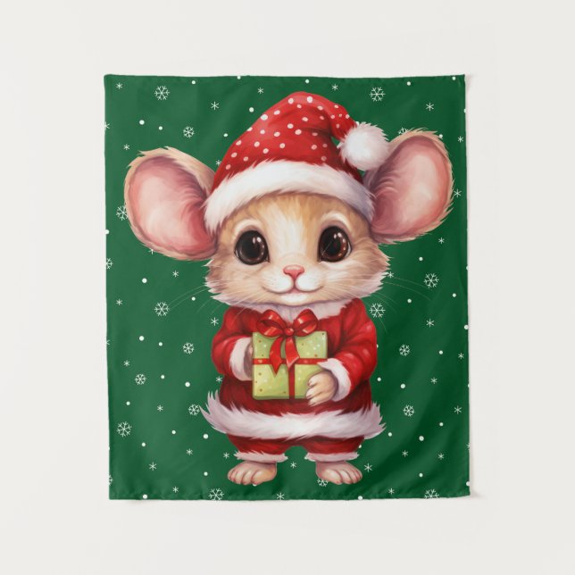 Cute Christmas Mouse Tapestry (Front)