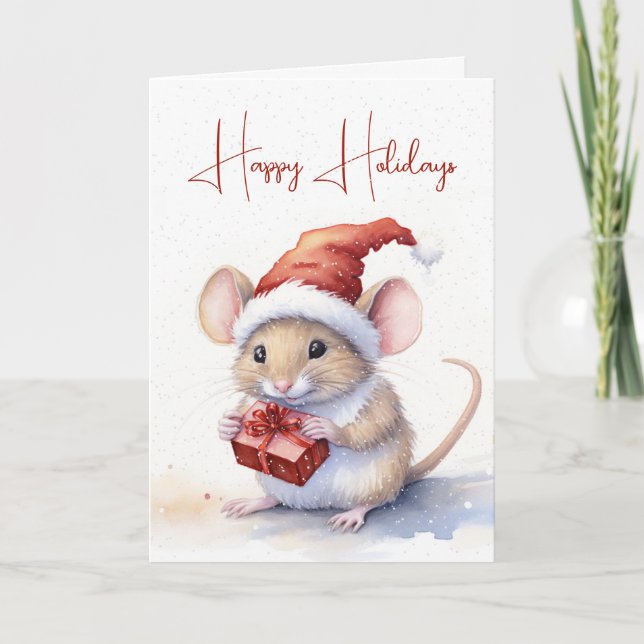 Cute Christmas Mouse With Gift Card (Front)