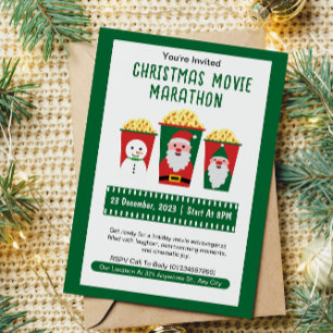 Cute Christmas Movie Marathon  Invitation