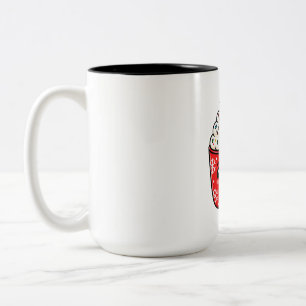 Cute Christmas Mug with Snowflakes and Candy Cane
