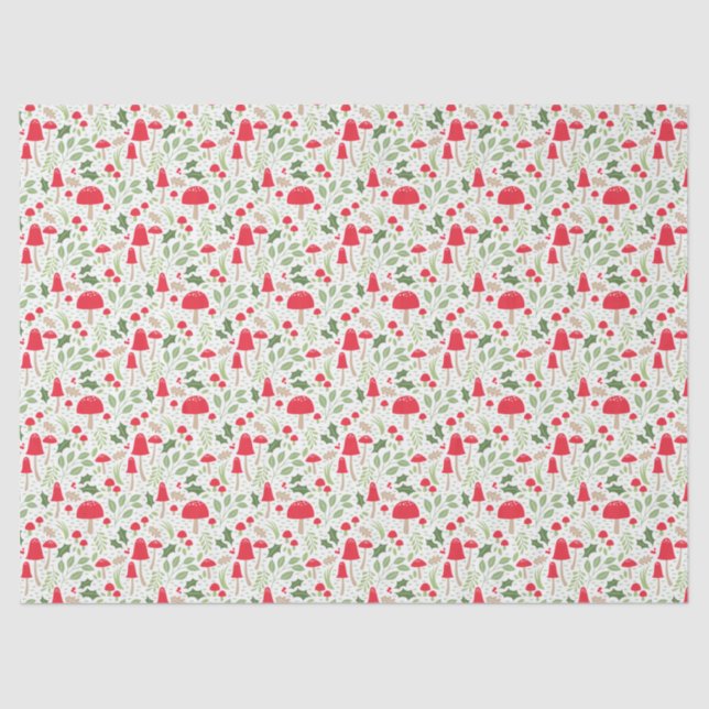 Cute Christmas Mushroom wrapping paper (Front)