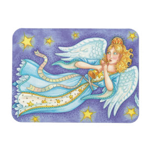 Cute Christmas, Musician Angel Playing Her Horn Magnet