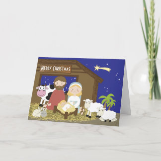 Cute Christmas Nativity Scene Holiday Card