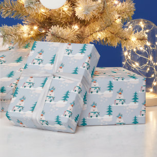 Cute Christmas New Year Mr. Snow Bear  Wrapping Paper