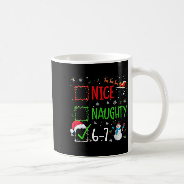 Cute Christmas Nice Naughty 6-7 Snowman Holiday Te Coffee Mug (Right)