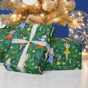 Cute Christmas Nutcracker Ballerina Mouse Bows  Wrapping Paper