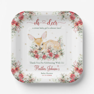 Cute Christmas Oh Deer Baby Shower  Paper Plate