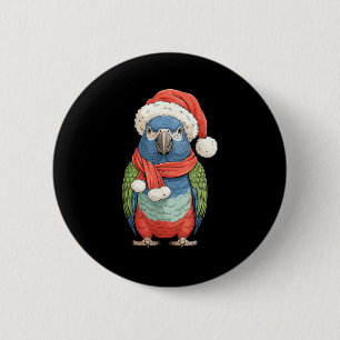 Cute Christmas Onus Parrot Santa Bird Lovers  6 Cm Round Badge