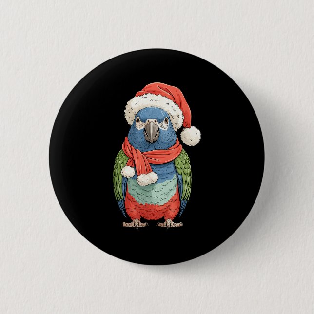 Cute Christmas Onus Parrot Santa Bird Lovers  6 Cm Round Badge (Front)