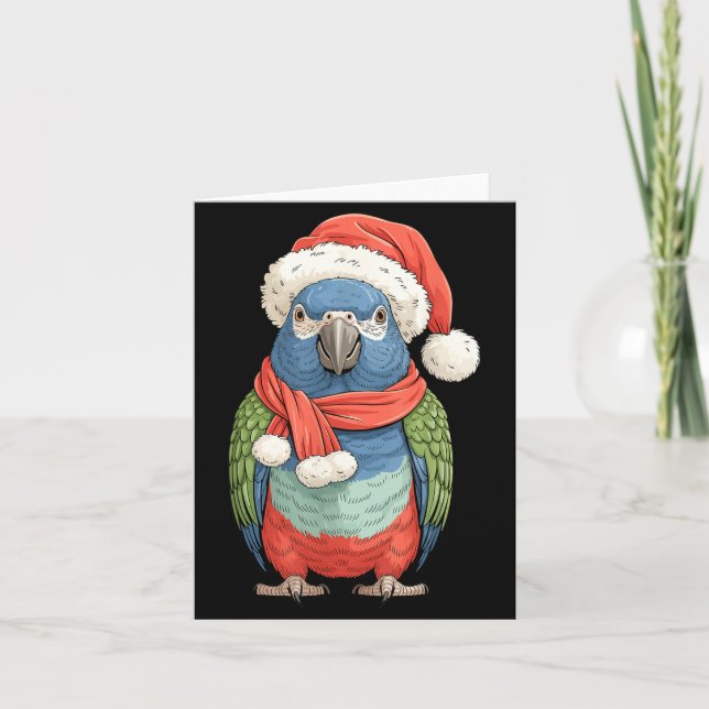 Cute Christmas Onus Parrot Santa Bird Lovers  Card (Front)