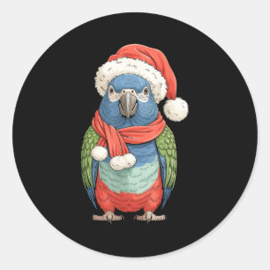 Cute Christmas Onus Parrot Santa Bird Lovers  Classic Round Sticker