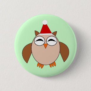 Cute Christmas Owl Button