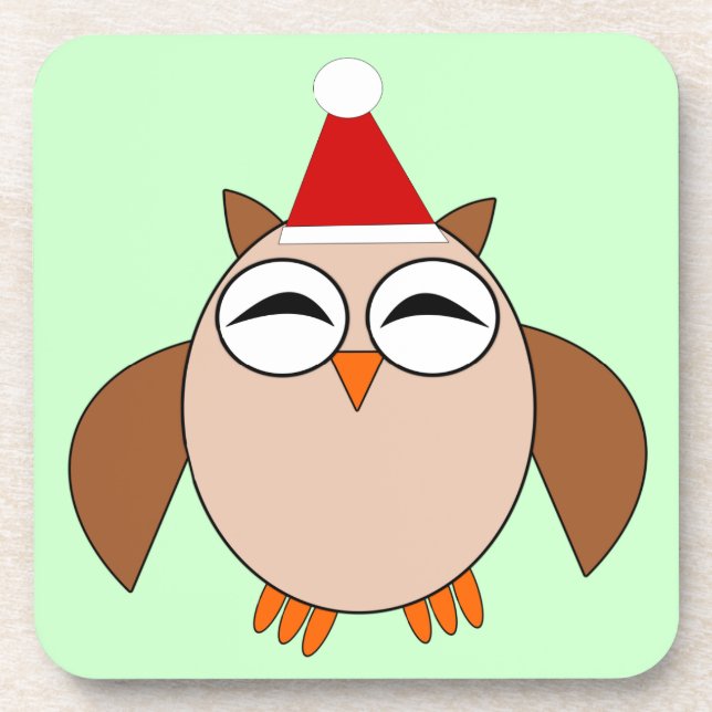 Cute Christmas Owl Coaster (Front)