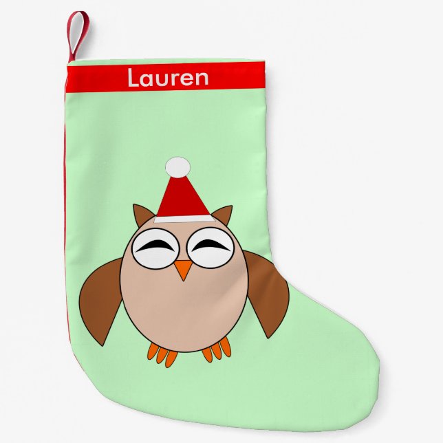 Cute Christmas Owl Custom Christmas Stocking (Front)