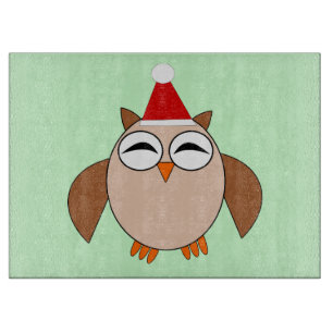 Cute Christmas Owl Custom Cutting Board