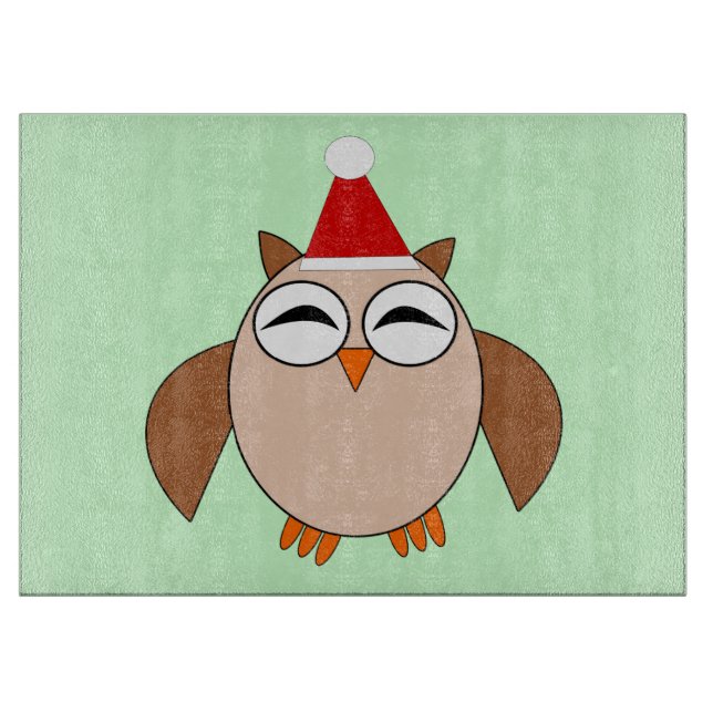 Cute Christmas Owl Custom Cutting Board (Front)