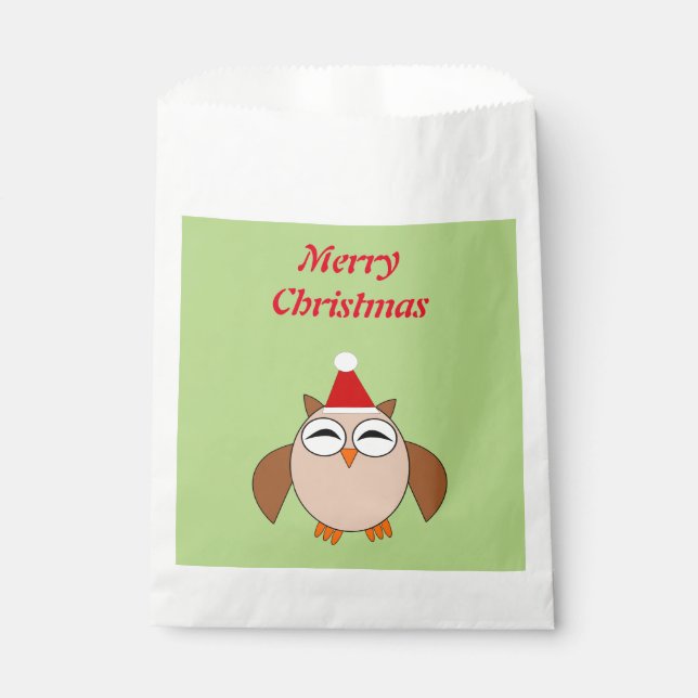 Cute Christmas Owl Custom Favour Bags (Front)