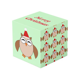 Cute Christmas Owl Custom Photo Cube