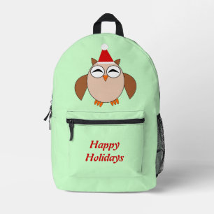 Cute Christmas Owl Custom Printed Backpack