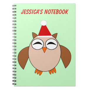 Cute Christmas Owl Customisable Notebook