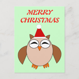 Cute Christmas Owl Customisable Postcard