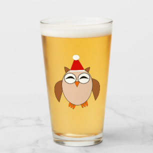 Cute Christmas Owl Glass