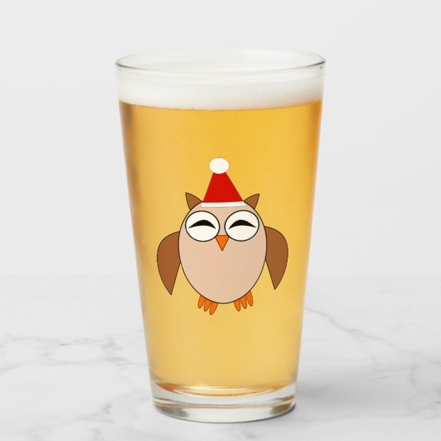 Cute Christmas Owl Glass (Front Filled)