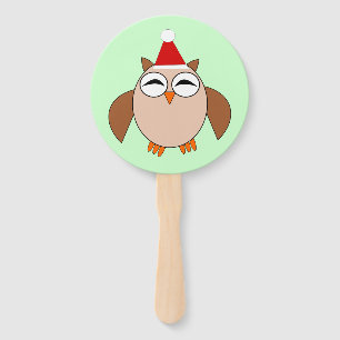 Cute Christmas Owl Hand Fan