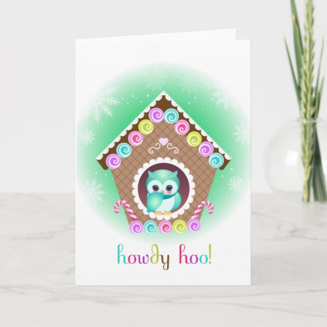 Cute Christmas owl Holiday Card (Front)