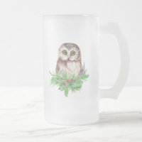 Cute Christmas Owl Humour, Watercolor Bird