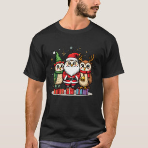 Cute Christmas Owl in Santa Elf and Reindeer Costu T-Shirt