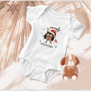 Cute Christmas owl little girl Baby Bodysuit