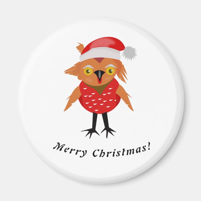 Cute Christmas Owl Magnet (Front)