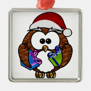 Cute Christmas Owl Metal Tree Decoration