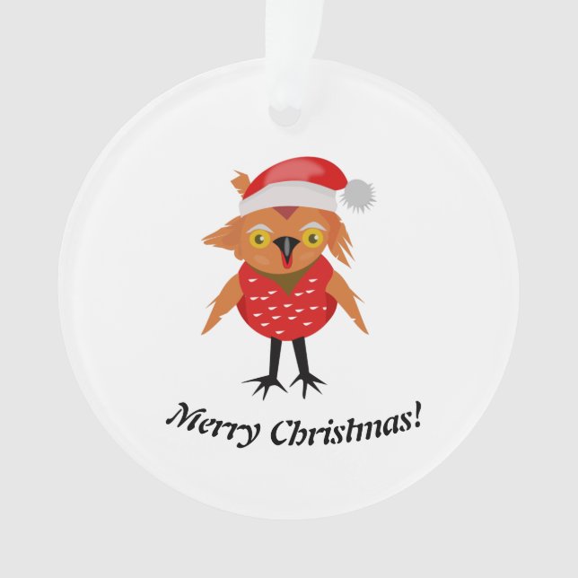 Cute Christmas Owl Ornament (Front)