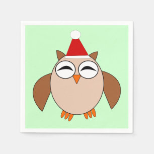 Cute Christmas Owl Paper Napkins