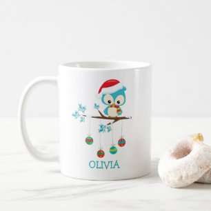Cute Christmas Owl Personalised Christmas Mug