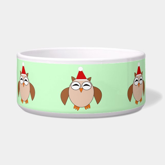 Cute Christmas Owl Pet Bowl (Front)