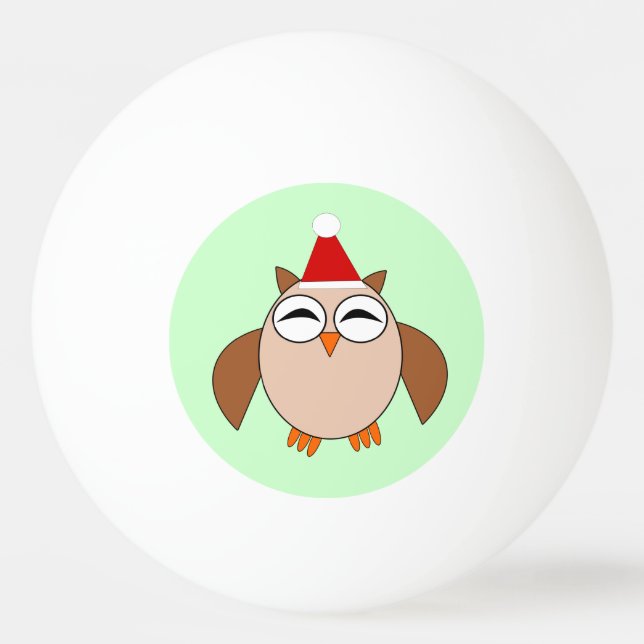 Cute Christmas Owl Ping Pong Ball (Front)