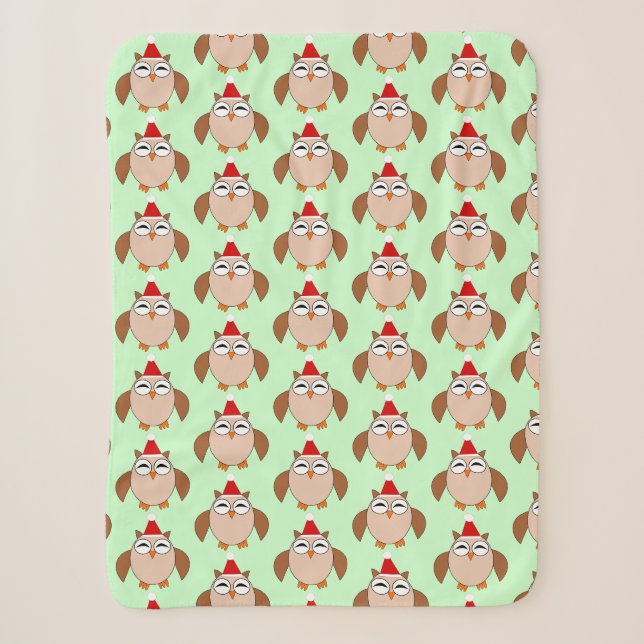 Cute Christmas Owl Sherpa Blanket (Front)