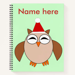 Cute Christmas Owl Spiral Notebook