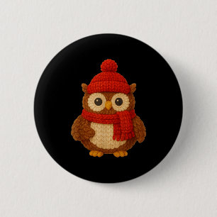 Cute Christmas Owl Winter Snow 6 Cm Round Badge