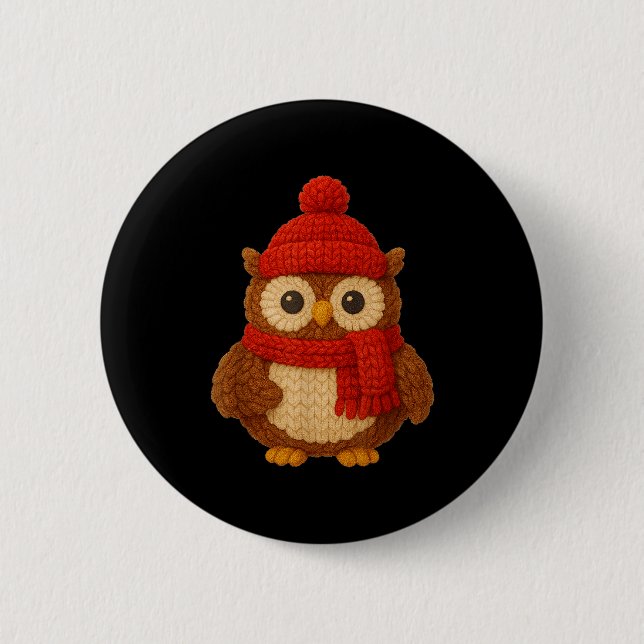 Cute Christmas Owl Winter Snow  6 Cm Round Badge (Front)