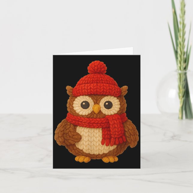Cute Christmas Owl Winter Snow  Card (Front)