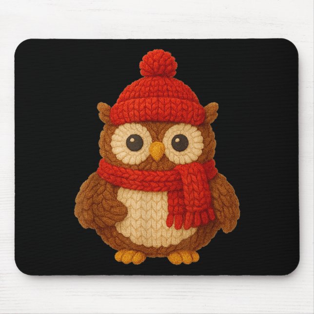 Cute Christmas Owl Winter Snow  Mouse Mat (Front)