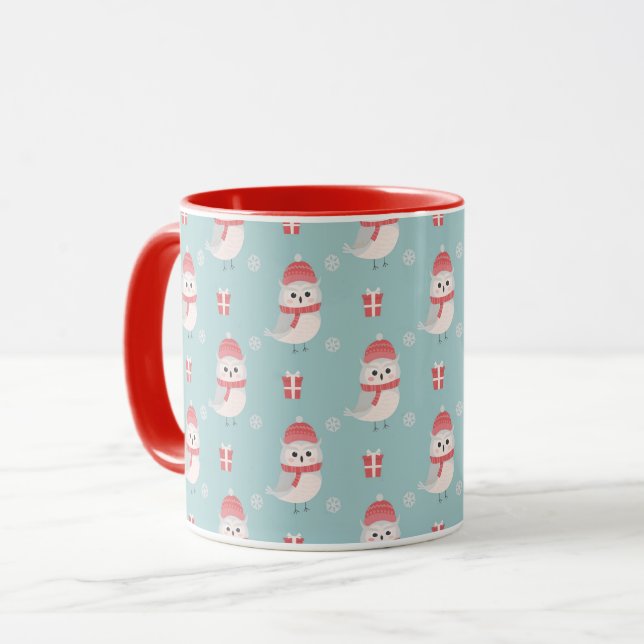 Cute Christmas Owls Pattern Mug (Front Left)