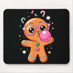 Cute Christmas Pajama Gingerbread Blowing Bubble G Mouse Mat