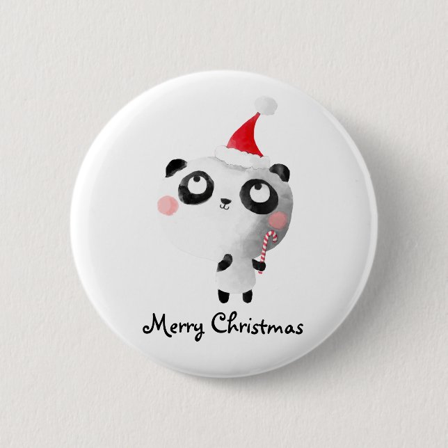 Cute Christmas Panda Bear 6 Cm Round Badge (Front)