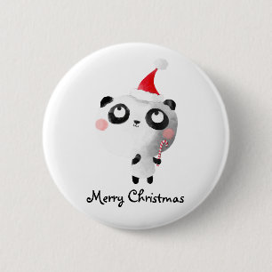 Cute Christmas Panda Bear 6 Cm Round Badge